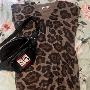 Leopard Print Dress with RUN DMC Crossbody Bag
